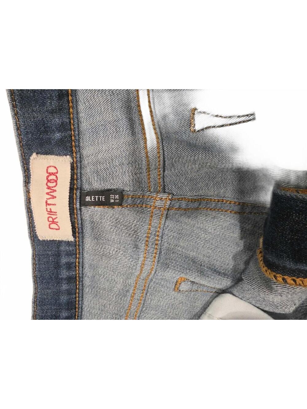Driftwood Alette Blue Denim Cropped Jeans with Embroidered Cuffs - Picture 6 of 6